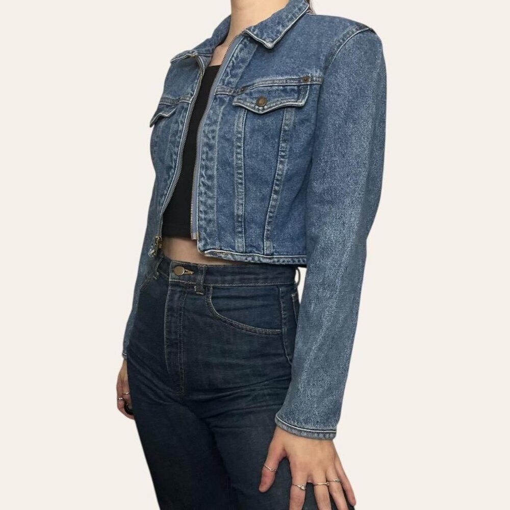 Paris Blues 90s vintage light wash cropped denim jacket - XS/Small - Picture 6 of 8